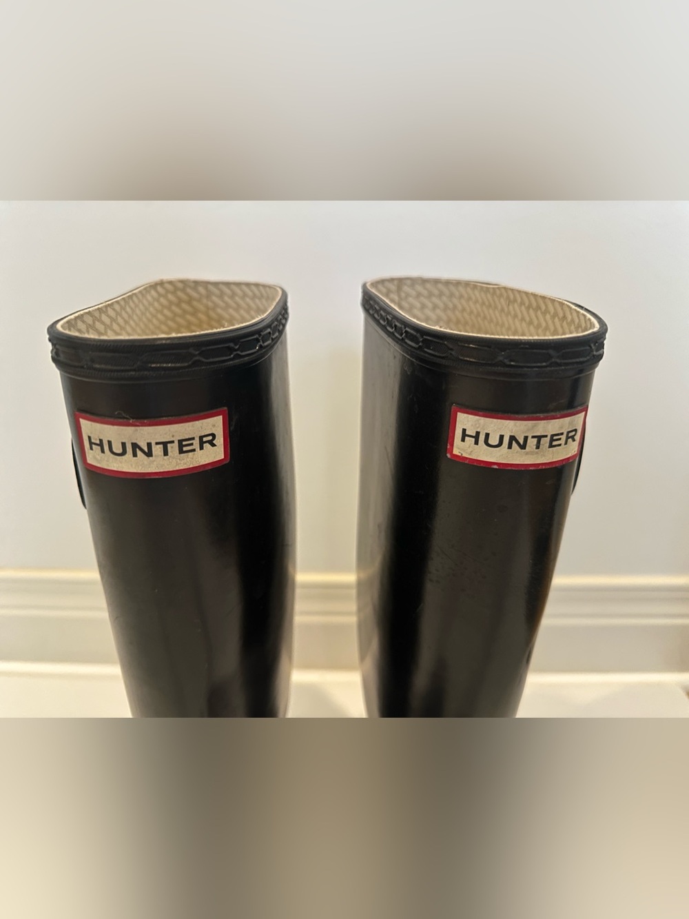 Original Hunter Glossy Black Knee-High Tall Waterproof Rain Boots size 8 - Picture 3 of 11